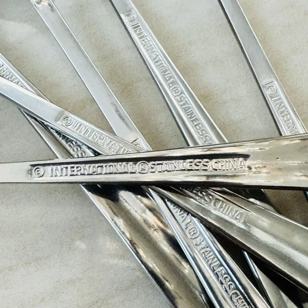 6pc INTERNATIONAL Gran Royal Stainless Iced Tea Spoon 7 1/2” Glossy Replacement